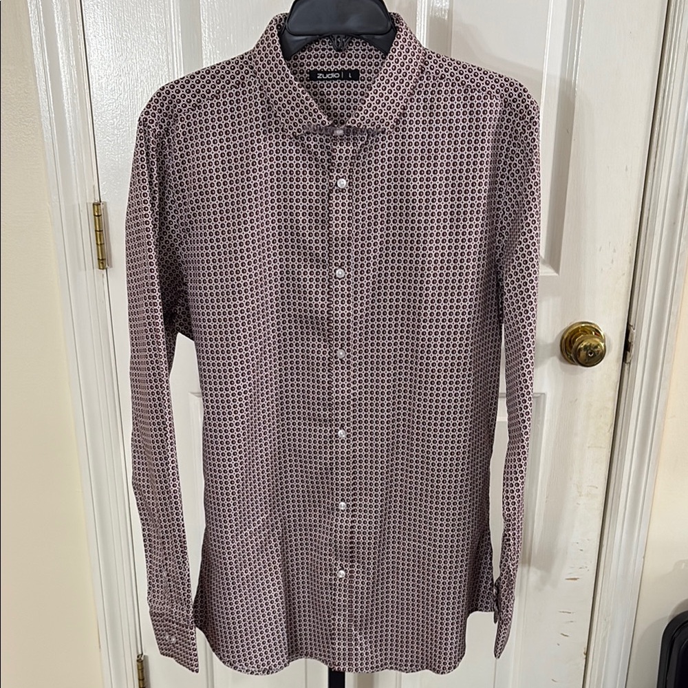 Brown and White Casual Button Down Shirt with Long Sleeves (MADE IN INDIA!!)